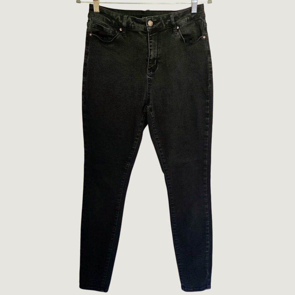 Flying Banana Womens High Rise Size 10L Skinny Jeans‎ Faded Black Denim YKSBG-1